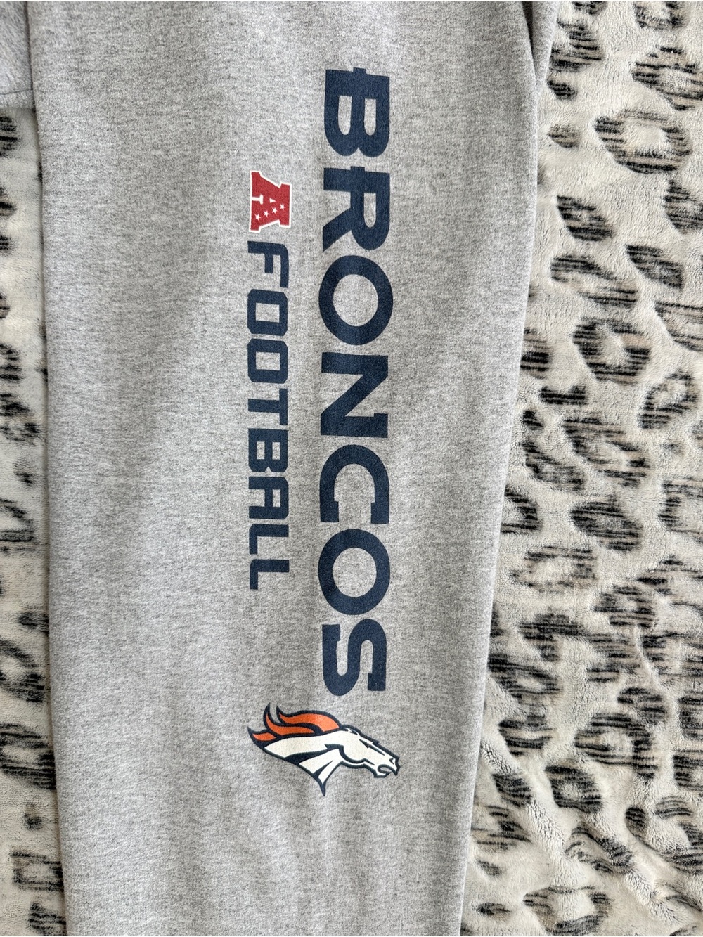 NFL Gray Broncos Football Sweatpants with Team Logo